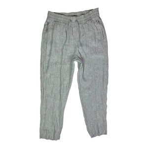Athleta Size M Retreat Linen High Rise Ankle Pant Grey Pull-On
